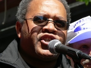 Roger Toussaint (Tranport Workers Union president) addressing the crowd, opposing the War in Iraq
