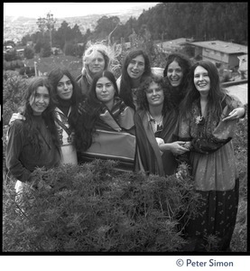 Women members of Amazing Grace on a San Francisco hillside (Russian Hill?), overlooking the Bay