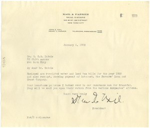 Letter from Nail & Parker real estate to W. E. B. Du Bois