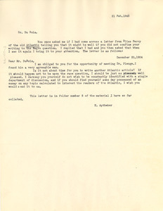 Letter from Herbert Aptheker to W. E. B. Du Bois