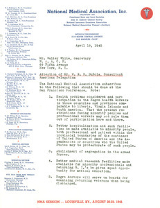 Letter from National Medical Association to W. E. B. Du Bois