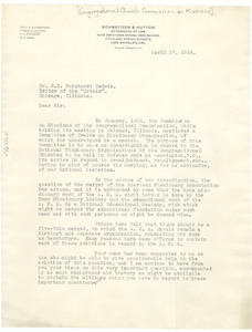 Letter from Congregational Church Commission on Missions to W. E. B. Du Bois