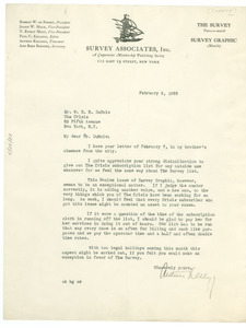 Letter from Survey Associates to W. E. B. Du Bois