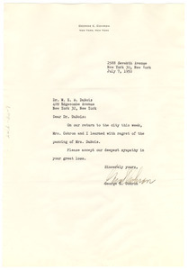 Letter from George E. Cohron to W. E. B. Du Bois