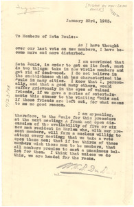 Letter from W. E. B. Du Bois to Sigma Pi Phi