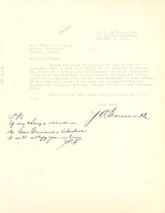 Letter from J. A. Somerville to Ellen Irene Diggs