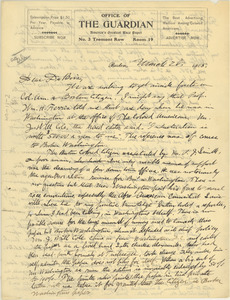 Letter from William Monroe Trotter to W. E. B. Du Bois