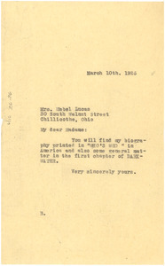 Letter from W. E. B. Du Bois to Mable Lucas