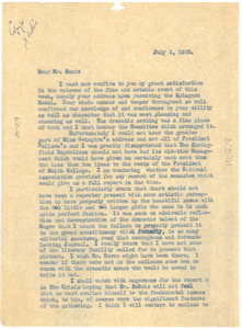 Letter from unidentified correspondent to William A. Hunt