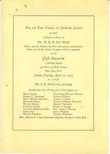 Du Bois Dinner Committee invitation