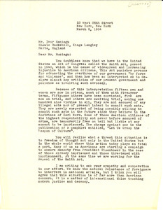 Letter from W. E. B. Du Bois to Ivor Montagu