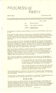Circular letter from Progressive Party to W. E. B. Du Bois