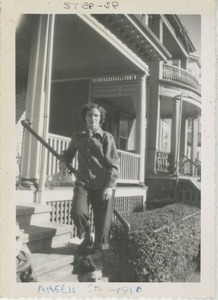 Bernice Kahn posing on staircase