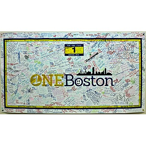 One Fund banner from the Boston Marathon memorial at Copley Square