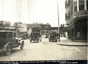 Truck passing over Dorchester Avenue Bridge