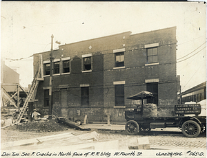 Dorchester tunnel section F cracks in north face of railroad building West Fourth Street