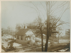View of houses on the corner of Vinton Street and North High Street: Melrose, Mass.