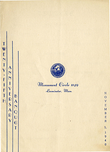 Monument Circle 1149 25th Anniversary Banquet program (1940)