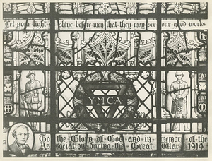 Bottom left side of Y.M.C.A. Commemoration Window in Westminster Abbey