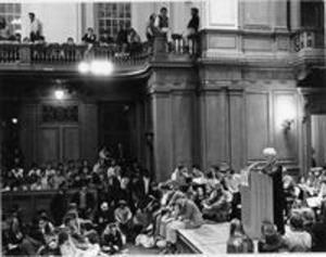 Students organizing in Chapin Hall to protest the Vietnam War, 1970