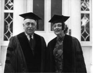Two Faculty Members in Commencement Robes, 1958