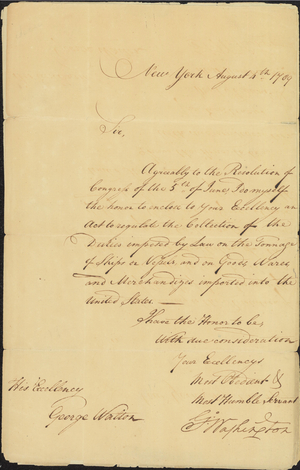 Letter from President George Washington to Governor George Walton of Georgia, 1789 August 4