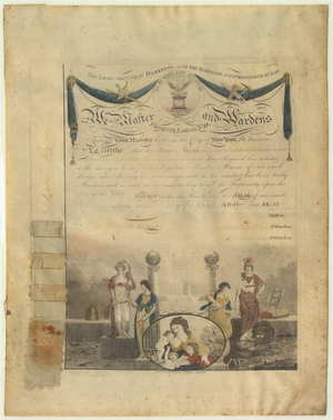Master Mason certificate issued by Phoenix Lodge, No. 11, to David Poland, 1816 April 10