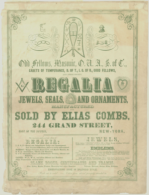 Regalia, jewels, seals, and ornaments, manufactured and sold by Elias Combs