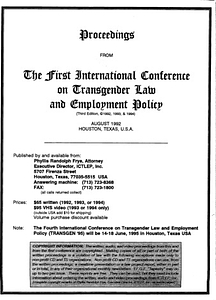 Proceedings from the First International Conference on Transgender Law and Employment Policy