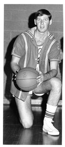 Suffolk University men's basketball player Helberg, 1968-1969
