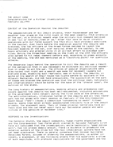 Report on investigation of Jesuit murders, including possible areas of further investigation and a list of Salvadoran officers possibly related to case, 16 February 1990