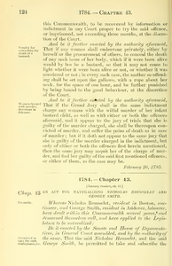 1784 Chap. 0043 An Act For Naturalizing Nicholas Rousselet And George Smith.