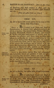1809 Chap. 0015. An Act To Incorporate Certain Persons By The Name Of The Boston Glass Manufactory.