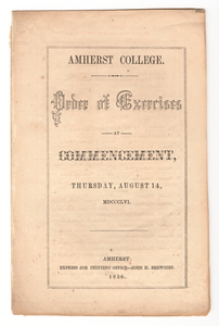 Amherst College Commencement program, 1856 August 14