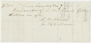 Edward Hitchcock receipt of payment to Seneca and Henry Holland, 1855 November 7
