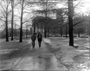 Photographs of students outside on campus, 1973 March