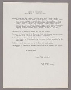 Amherst College faculty meeting minutes and Committe of Six meeting minutes 1933/1934