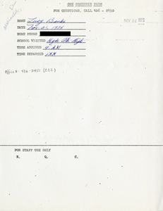 Citywide Coordinating Council daily monitoring report for Hyde Park High School by Lucy Banks, 1975 November 21