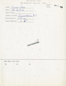 Citywide Coordinating Council daily monitoring report for Charlestown High School by Marcia Hams, 1976 February 13