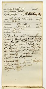 Tewksbury Almshouse Intake Record: Cronin, Joseph
