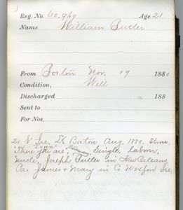 Tewksbury Almshouse Intake Record: Butler, William - Digital Commonwealth