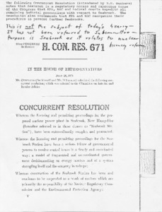 H. Con. Res. 671 to expedite construction of the Seabrook Nuclear Power Station