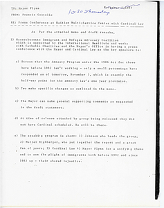 Memorandum from Francis Costello to Mayor Raymond L. Flynn