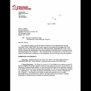 Revised commitment letter 326 Shawmut Avenue SRO (the "project").