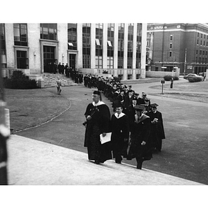 Procession leaving Richards Hall during the 50th anniversary convocation