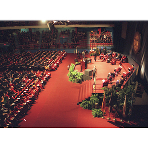 The stage from the side at the inauguration of President Freeland