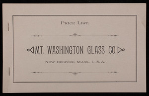 Price list, Mt. Washington Glass Co., New Bedford, Mass.
