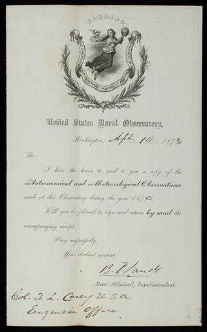 B. F. Sands to Thomas Lincoln Casey, April 14, 1873