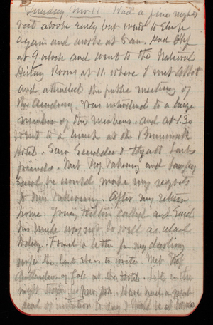 Thomas Lincoln Casey Notebook, October 1890-December 1890, 50, Sunday Nov 11 Had a fine night