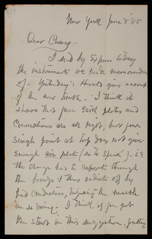 Henry L. Abbot to Thomas Lincoln Casey, June 8, 1885
